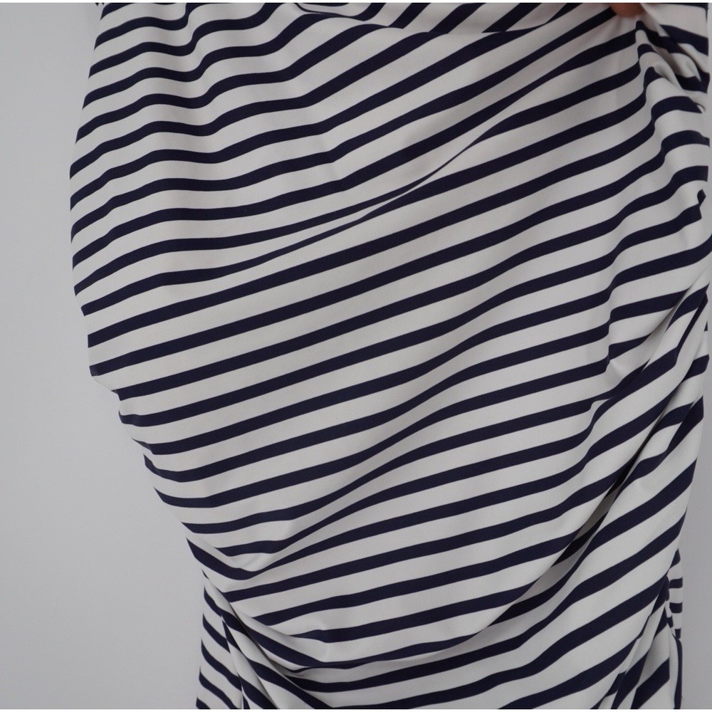 J.Crew Ruched One Shoulder One Piece Navy White Stripe Size 14 Coastal NEW - Picture 14 of 16